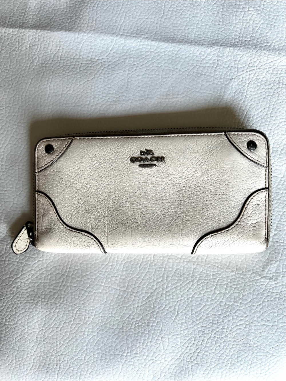 Coach Project Mickie Accordion Chalk Pebbled Leather Wallet
